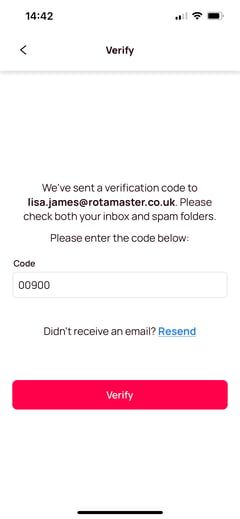 App verify code page