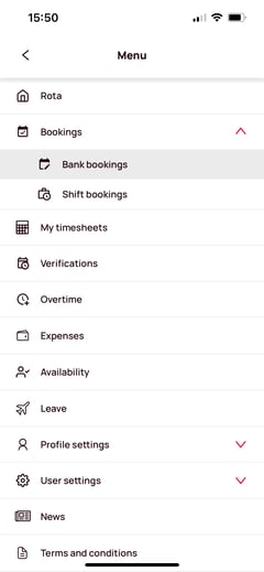 Bank Bookings tab