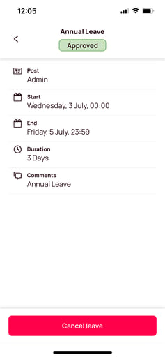 Cancel Leave from app