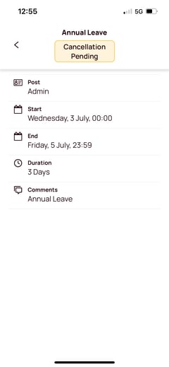 Cancellation pending leave