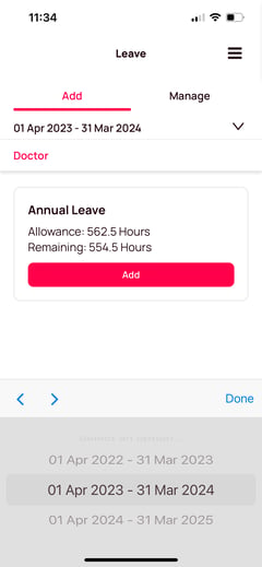 Leave date selector