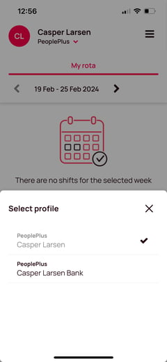 Select profile from My Rota