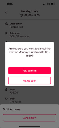 cancel shift confirmation