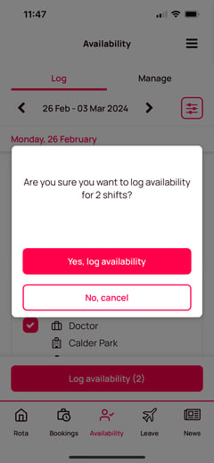 confirm log availability