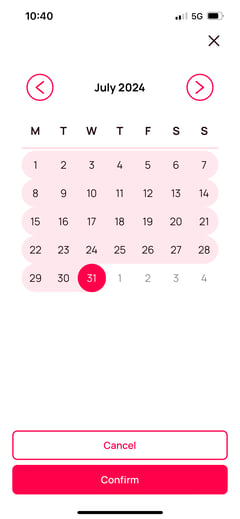 date picker on bookings