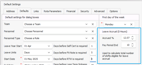 default settings leave accrual