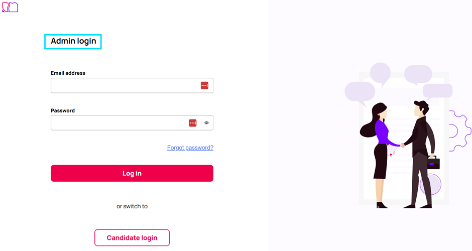 Admin Onboarding - Logging in