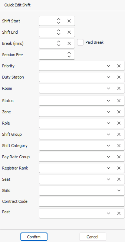 Quick Add, Edit and Remove - Shift Pattern Manager