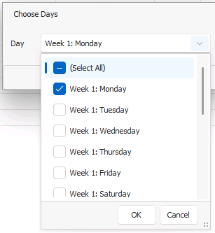 Copying in Shift Pattern Manager