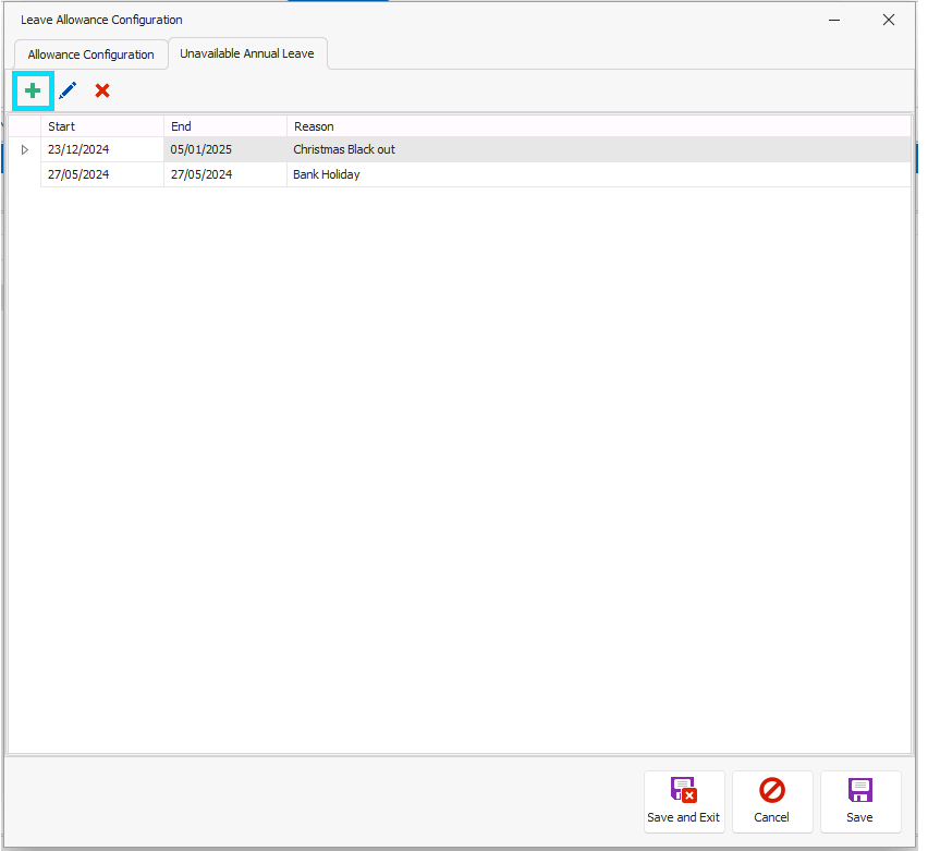 Creating an Annual Leave Configuration