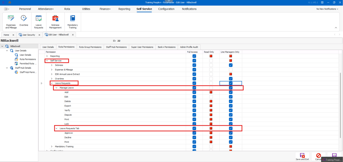 Setting Line Manager Access Rights