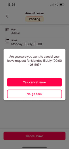yes cancel pending leave